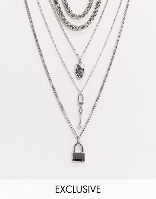 Reclaimed Vintage inspired layered neckchain with pendant detail exclusive to ASOS