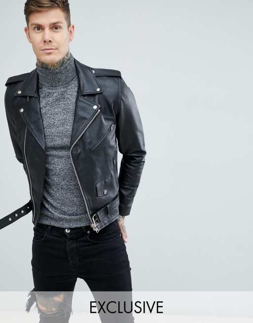 Reclaimed Vintage | Reclaimed Vintage inspired leather biker jacket in ...