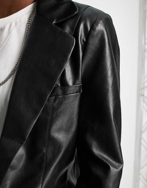 Vintage black leather blazer on sale
