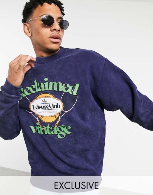 Reclaimed Vintage inspired - Leisure Club - Felpa blu navy, 1 di 4