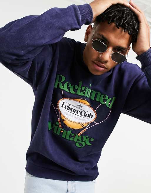 Reclaimed Vintage inspired - Leisure Club - Felpa blu navy, 3 di 4