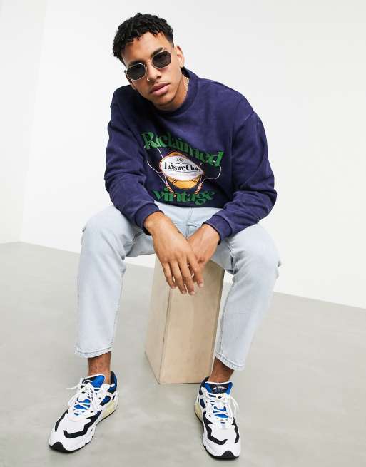 Reclaimed Vintage inspired - Leisure Club - Felpa blu navy, 4 di 4