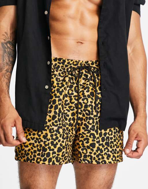 Reclaimed vintage inspired leopard print swim shorts - MULTI