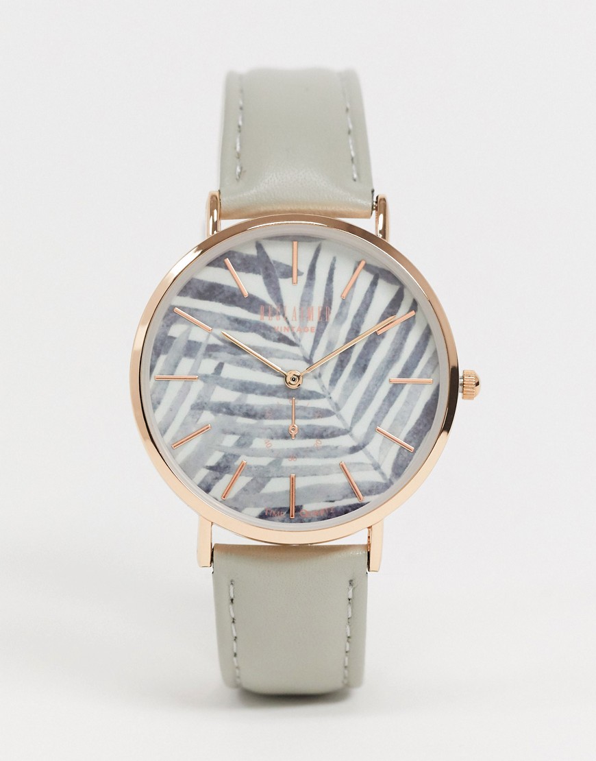Reclaimed Vintage Inspired - Leren horloge met palmprint-Grijs
