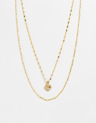 Reclaimed Vintage inspired limited edition gold plate heart multi row necklace