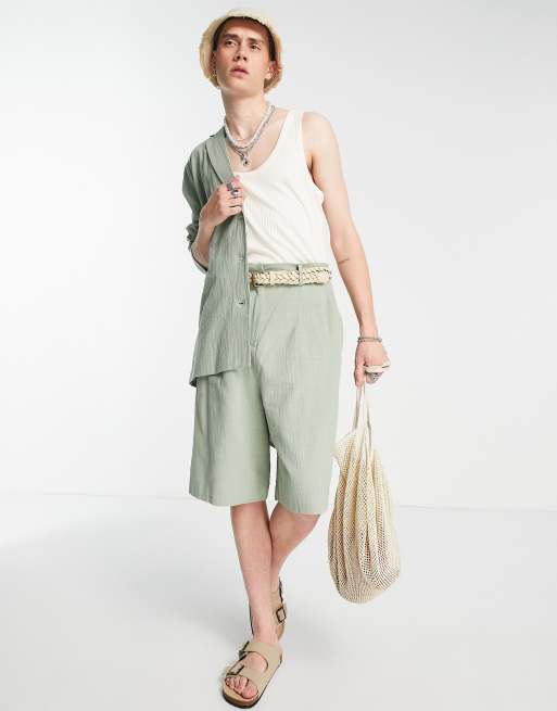 Green bermuda shorts womens outlet