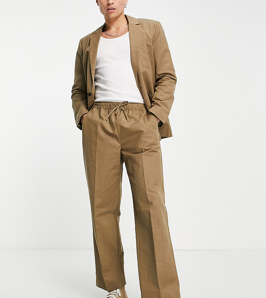 Reclaimed Vintage Inspired linen mix pants in tan-Neutral