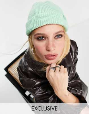 Reclaimed Vintage inspired logo fisherman beanie in pastel green - LGREEN