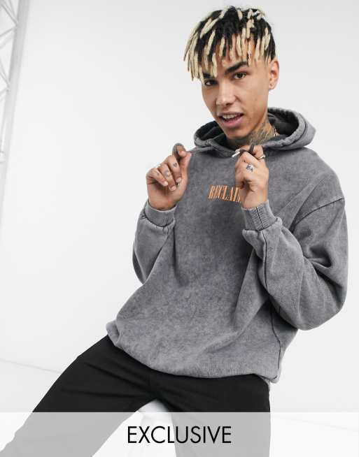 Reclaimed Vintage inspired logo hoodie in charcoal ASOS