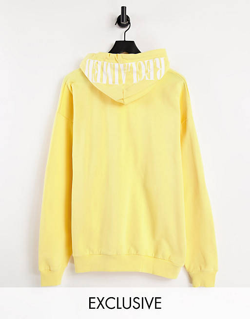 Reclaimed Vintage inspired logo hoodie in yellow
