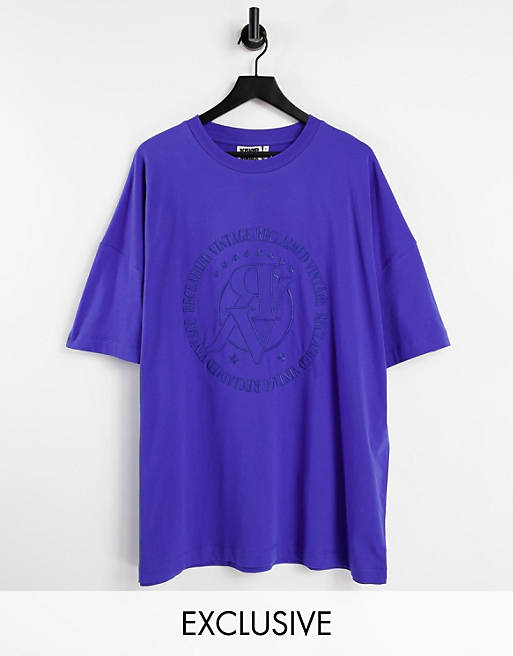 Men Reclaimed Vintage inspired logo organic cotton t-shirt in blue 