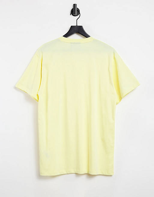 Exclusives Reclaimed Vintage inspired logo t-shirt in washed yellow 