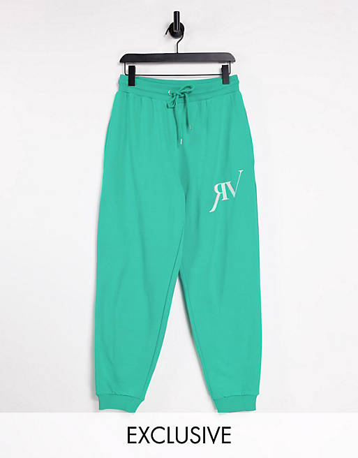 Reclaimed Vintage inspired logo unisex joggers in green