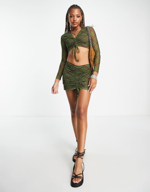 Plaid mesh top new arrivals