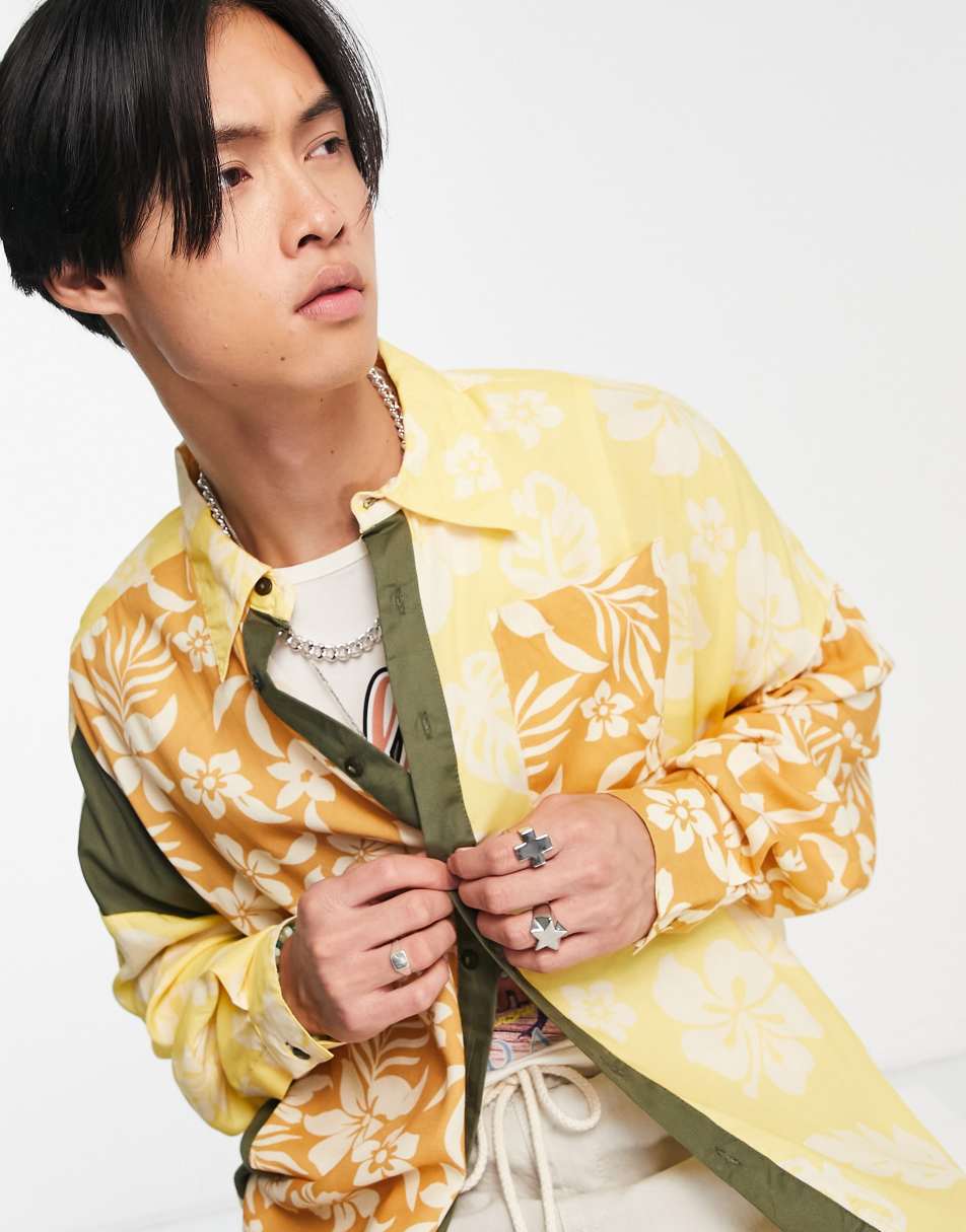 Reclaimed Vintage inspired long sleeve spliced shirt in floral print