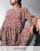 Reclaimed Vintage inspired long sleeve spot smock dress in chocolate