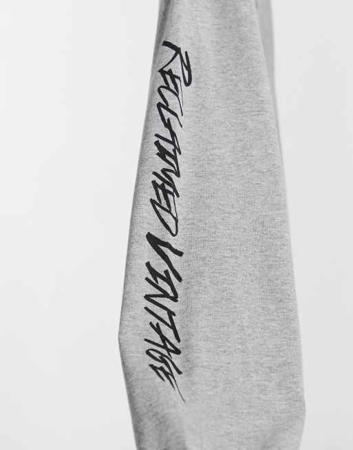 Reclaimed Vintage inspired long sleeve t-shirt with logo in grey marl, 2 of 4