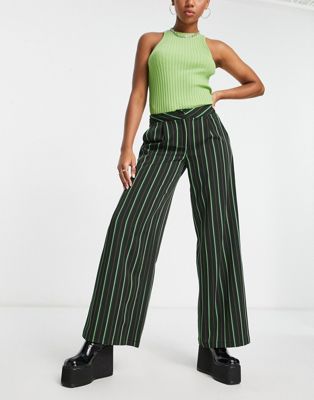 Reclaimed Vintage Inspired low rise baggy stripe pants - ASOS Price Checker
