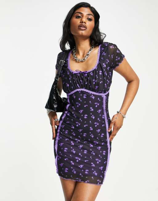 Reclaimed (vintage) Inspired Mesh Midi Skirt in Purple