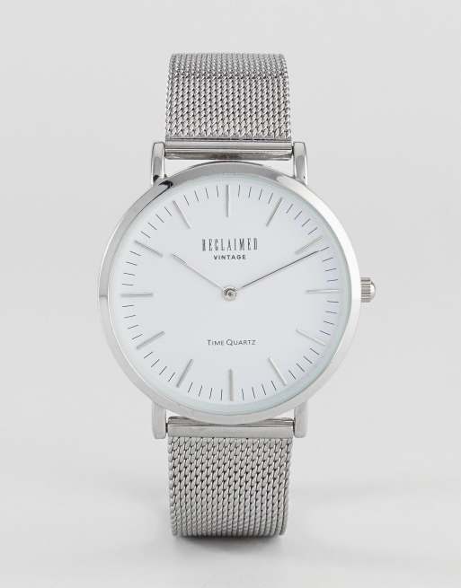 Reclaimed Vintage Inspired Mesh Watch In Silver 36mm Exclusive to ASOS