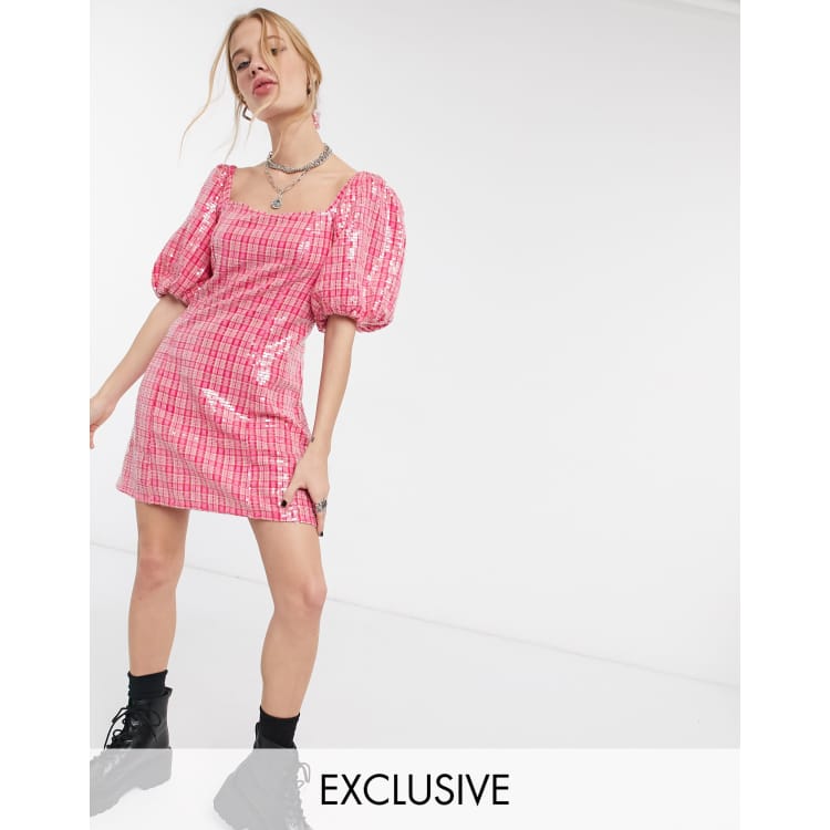 Sequin sales plaid dress