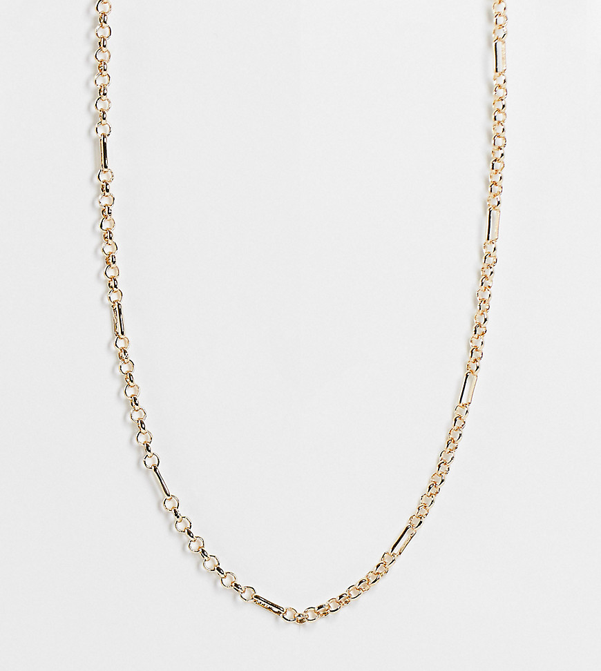 Reclaimed Vintage inspired minimal chain necklace with t bar in gold