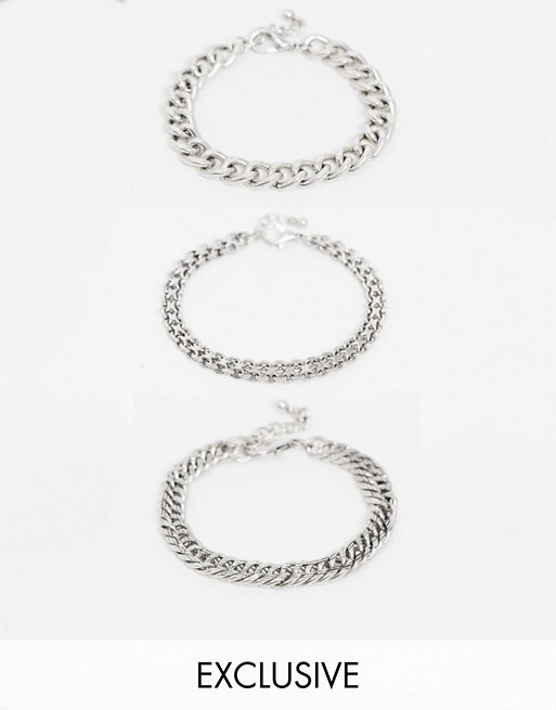 Reclaimed Vintage inspired mixed chain bracelet pack