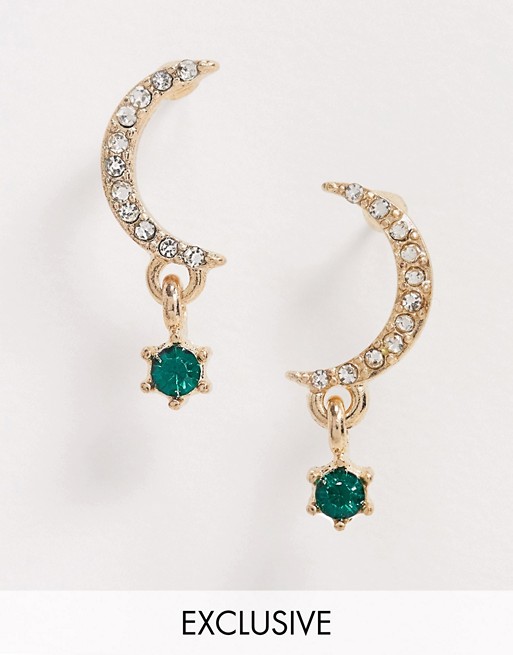 Reclaimed Vintage inspired moon constellation earrings