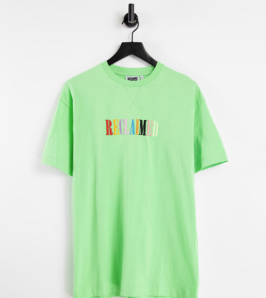 Reclaimed Vintage Inspired multicolored logo T-shirt in green-Orange