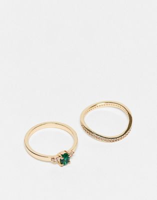 Reclaimed Vintage inspired multipack antique rings in gold