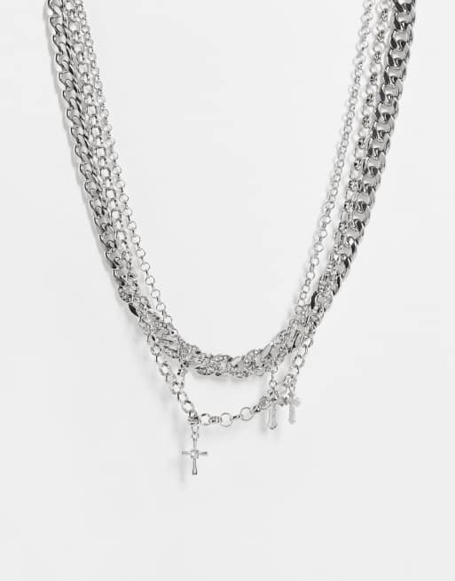 Reclaimed Vintage inspired multirow chain and cross | ASOS