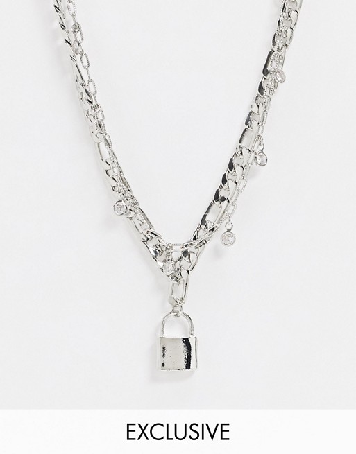 Reclaimed Vintage inspired multirow padlock necklace