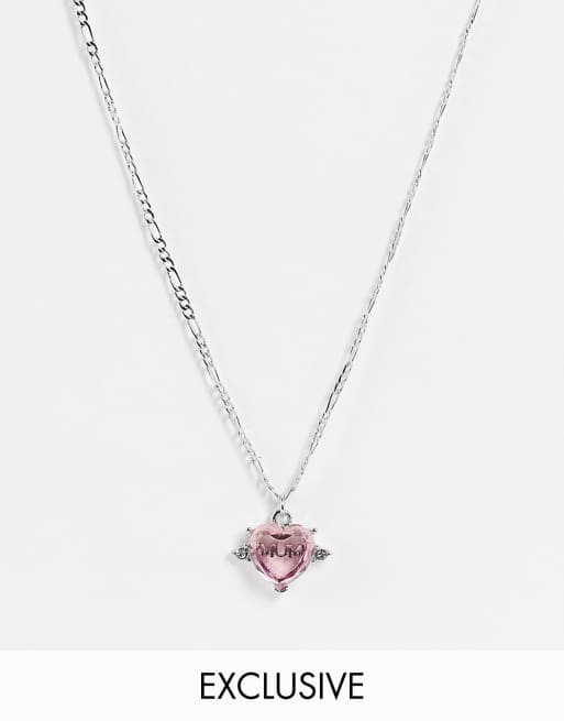 Reclaimed Vintage inspired mum heart necklace in silver ASOS