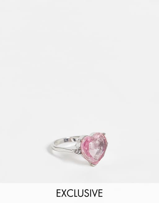 Reclaimed Vintage inspired mum heart ring in silver