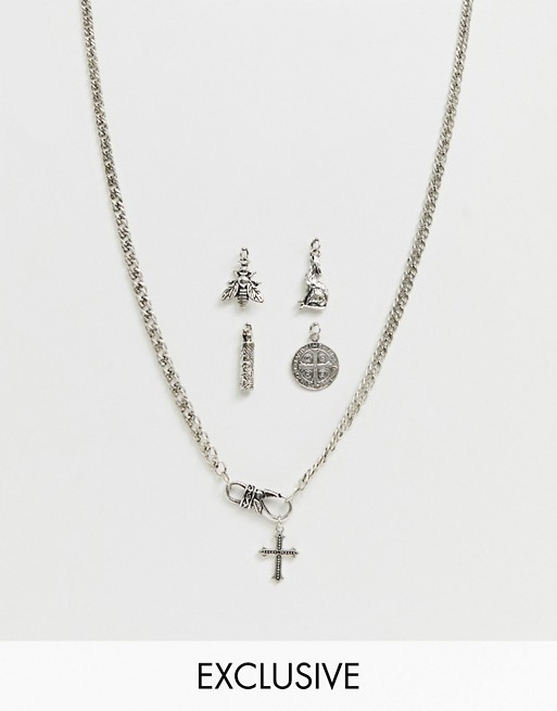 Reclaimed Vintage inspired neckchain personalisation set in silver exclusive to ASOS