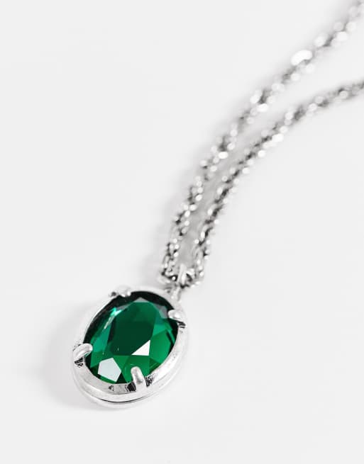 Green stone pendant best sale necklace