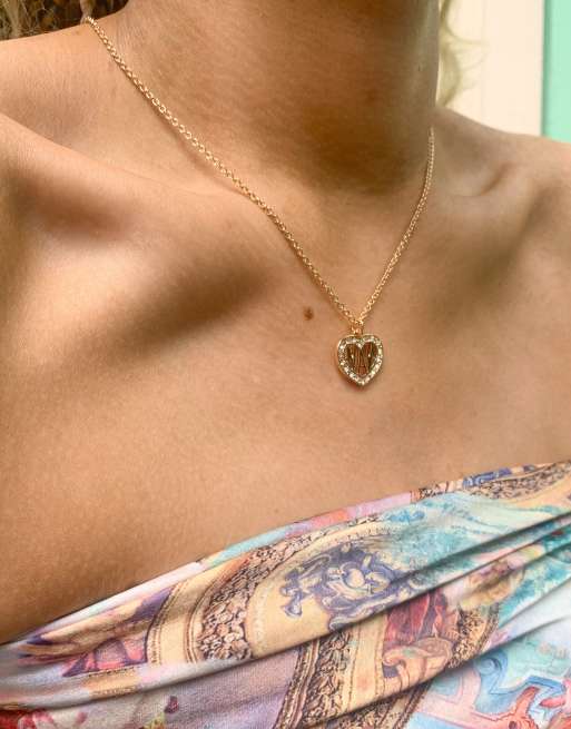 Reclaimed Vintage Inspired necklace with heart Nan pendant
