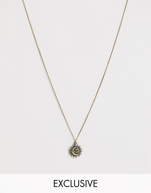 Reclaimed Vintage inspired necklace with sun and moon pendant exclusive at ASOS