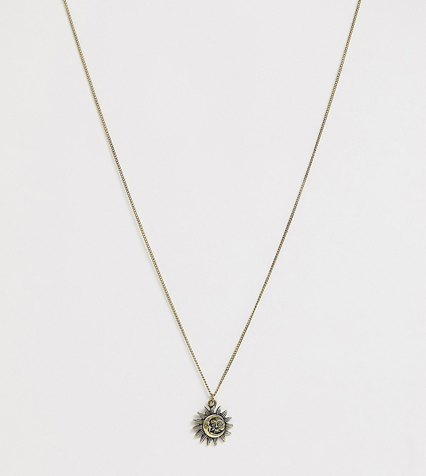 Reclaimed Vintage inspired necklace with sun and moon pendant exclusive at ASOS-Gold