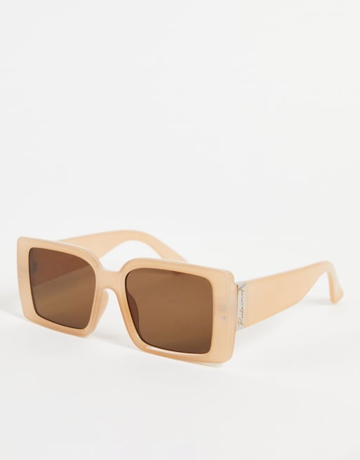 Reclaimed Vintage Inspired - Occhiali da sole oversize marroni tono su tono