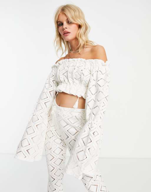 Reclaimed vintage inspired off shoulder crochet top ASOS