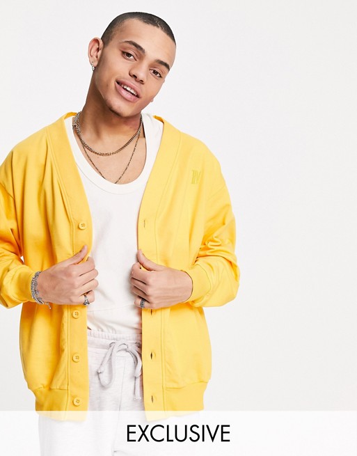 Reclaimed Vintage inspired organic cotton jersey bomber jacket in yellow