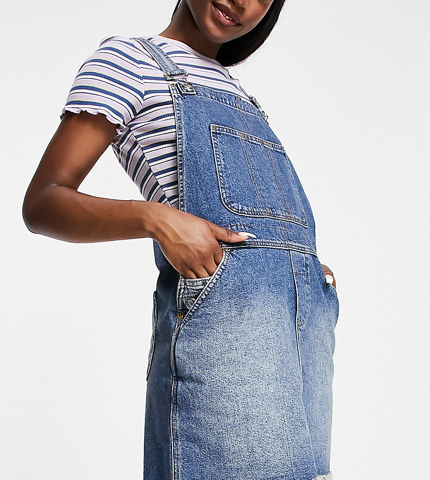 Reclaimed Vintage inspired overall denim mini skirt in authentic blue wash-Blues