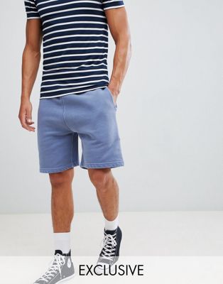 Reclaimed Vintage inspired overdye marinblå shorts
