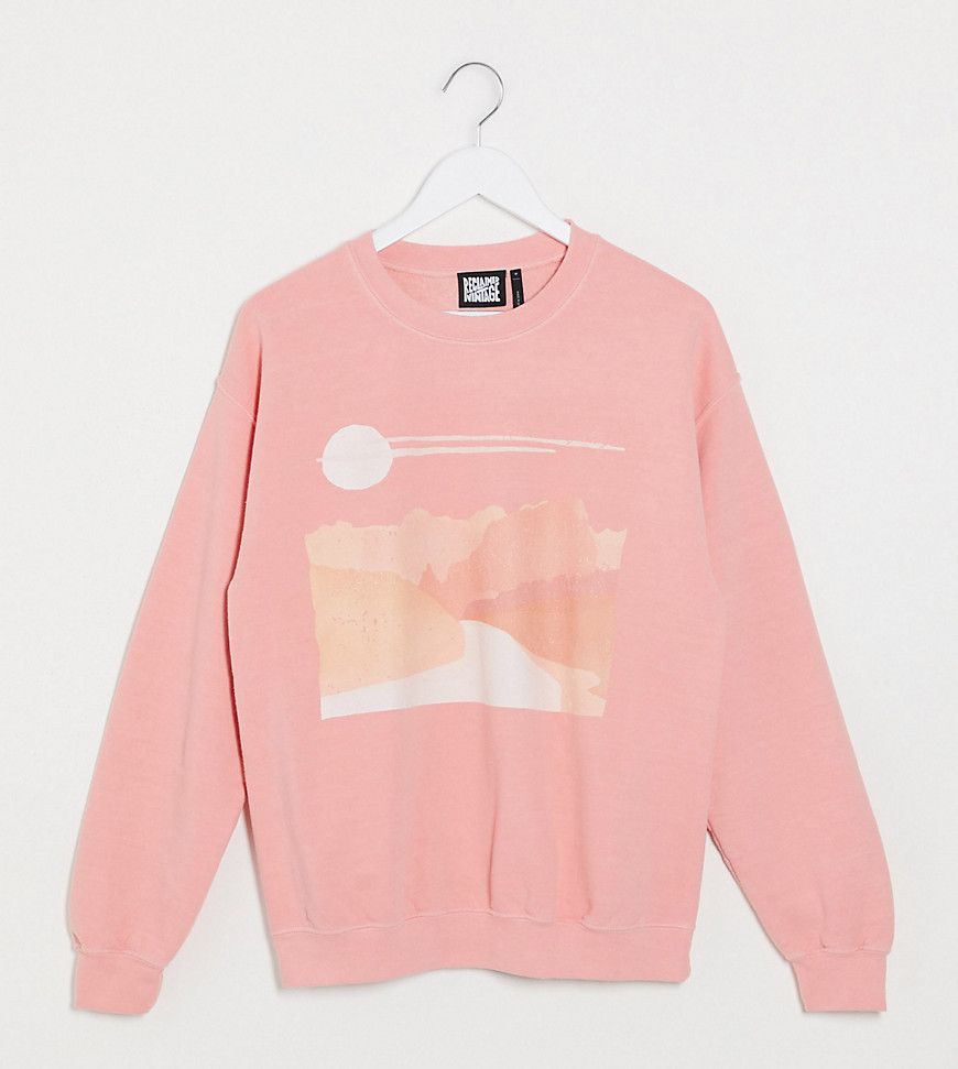 Reclaimed Vintage inspired overdye sunsape print sweat in pink