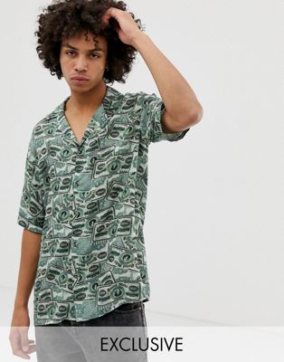 Reclaimed Vintage Inspired - Overhemd met geldprint-Groen