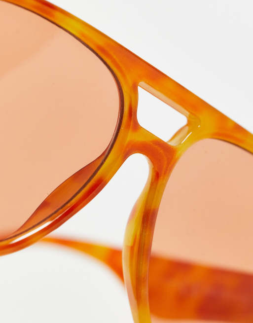 Reclaimed Vintage Inspired – Oversize-Pilotensonnenbrille in Orange, Unisex-Modell , 2 von 4