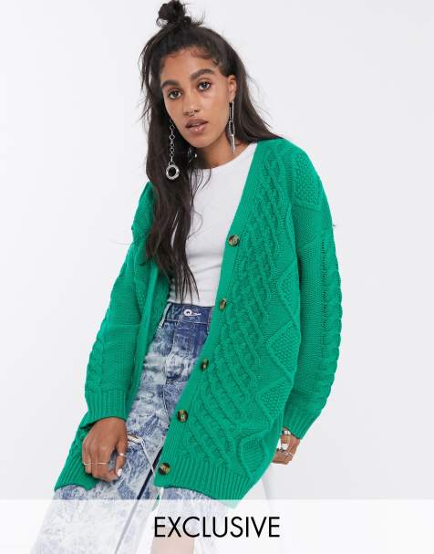 Reclaimed Vintage – Inspired – Oversize-Strickjacke mit Zopfmuster