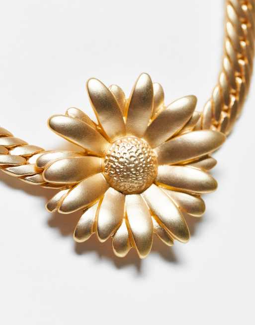 Gold flower choker sale necklace