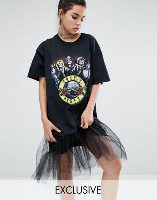 Reclaimed Vintage Inspired Oversized Guns N' Roses Tour T-Shirt Dress ...